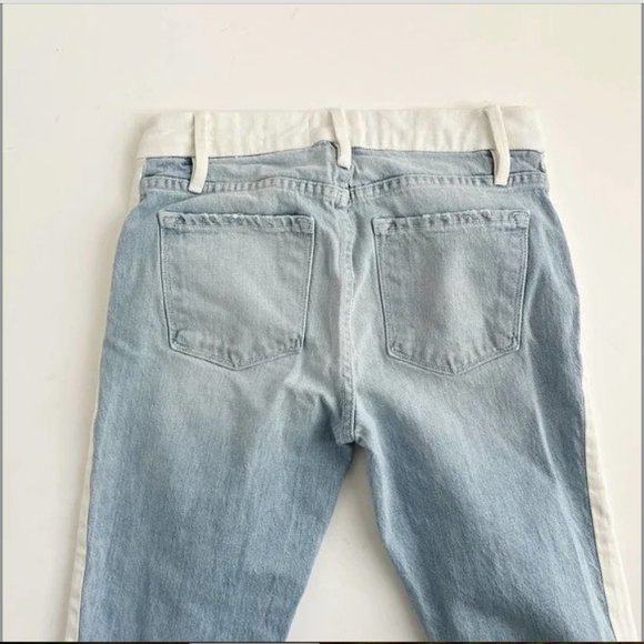FRAME Le Crop Mini Boot Color Block Tuxedo Stripe Jeans Size 27 - Picture 2 of 4